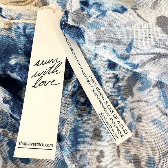 Love Stitch Floral Watercolor Open Front Beach Kimono OS - Picture 9 of 10